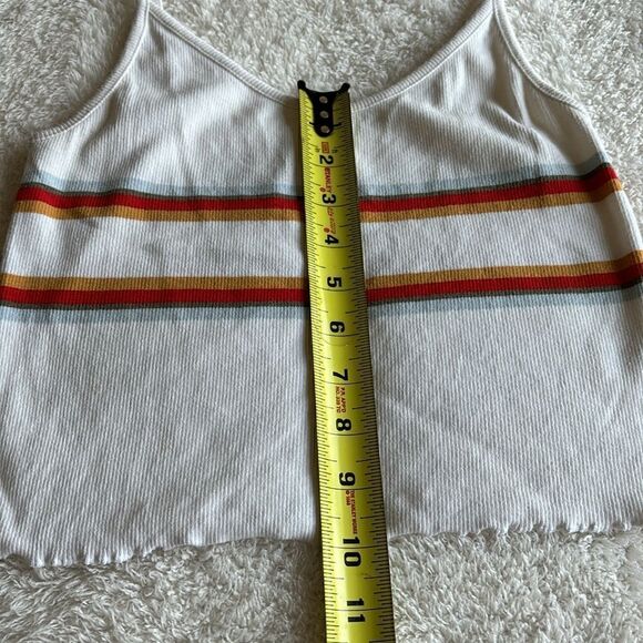 Pacsun white tank ribbed striped cropped‎ top Size Medium baby tee - Picture 5 of 6